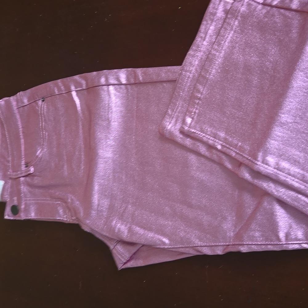 Shiny Pink Pants Metalic Jeans W14 W Stretch L37 R12